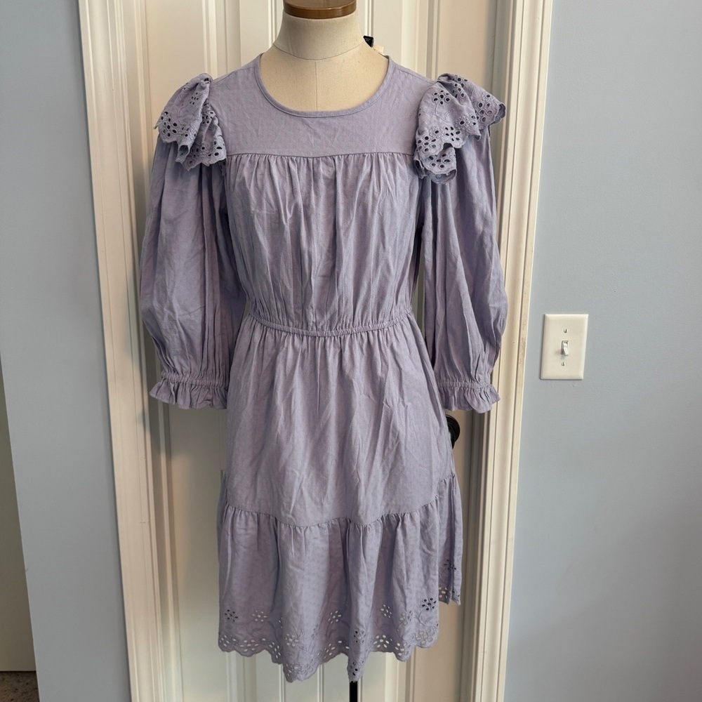 New Universal Thread Small Purple Boho Peasant Dress w/ Eyelet Ruffle Detail